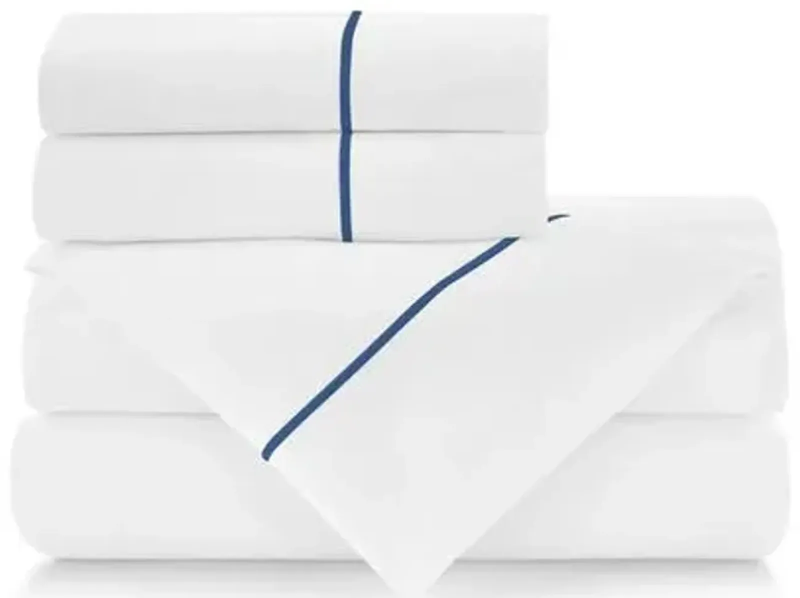 Classic Line Sheet Set - Blue, 300 Thread Count, Egyptian Cotton Sateen, Soft and Luxurious