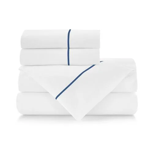 Classic Line Sheet Set - Blue, 300 Thread Count, Egyptian Cotton Sateen, Soft and Luxurious