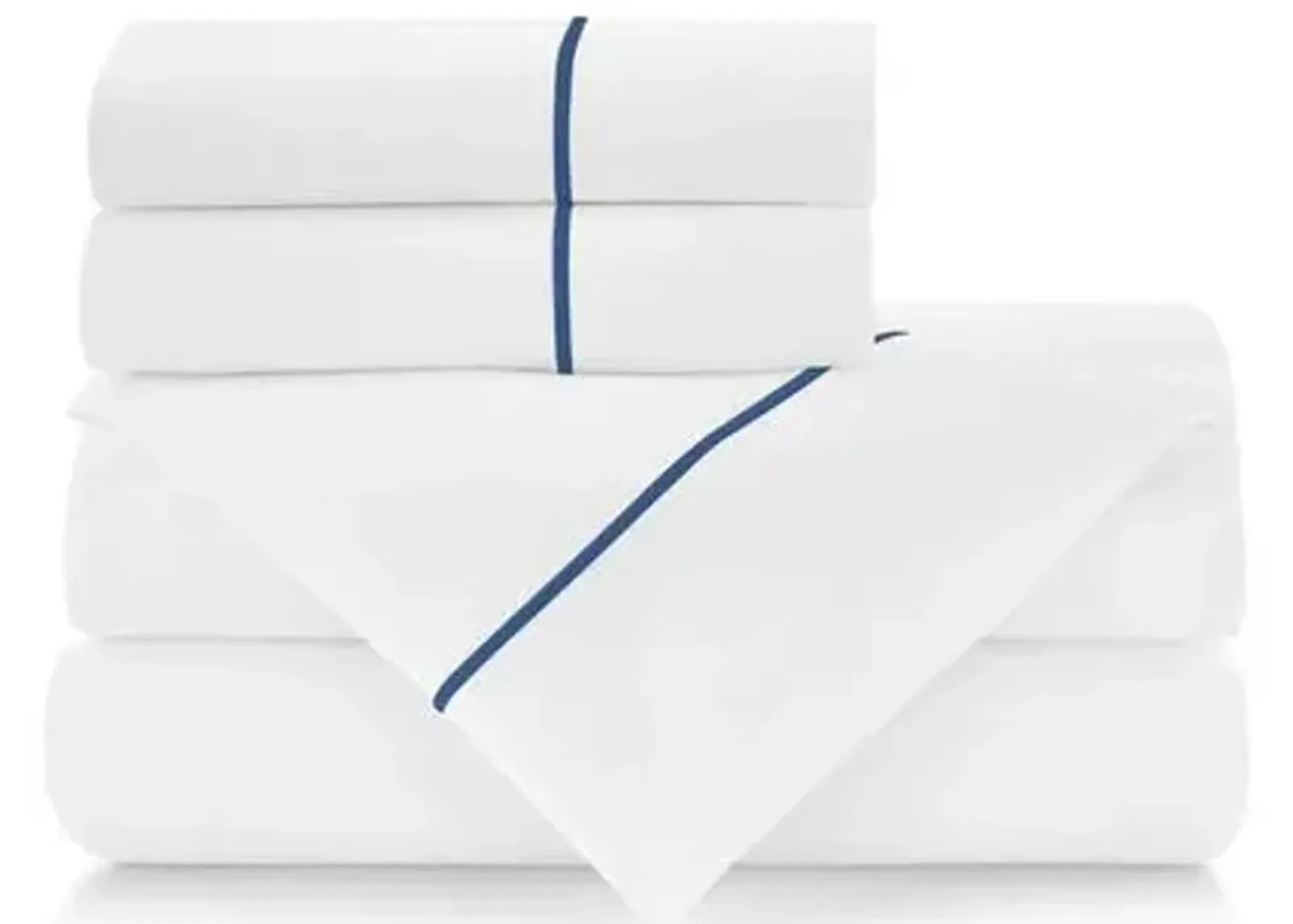 Classic Line Sheet Set - Blue, 300 Thread Count, Egyptian Cotton Sateen, Soft and Luxurious