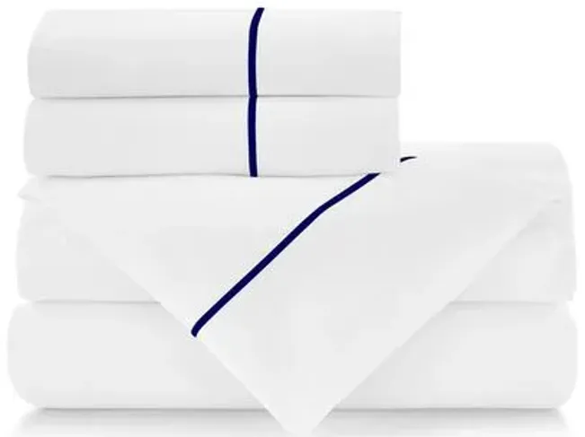 Classic Line Sheet Set - Blue, 300 Thread Count, Egyptian Cotton Sateen, Soft and Luxurious