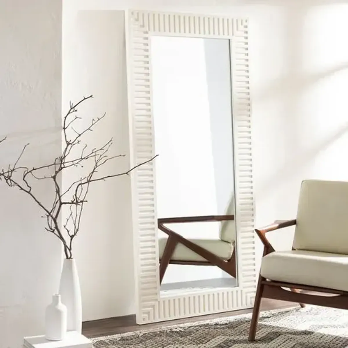 Luann Floor Mirror - White