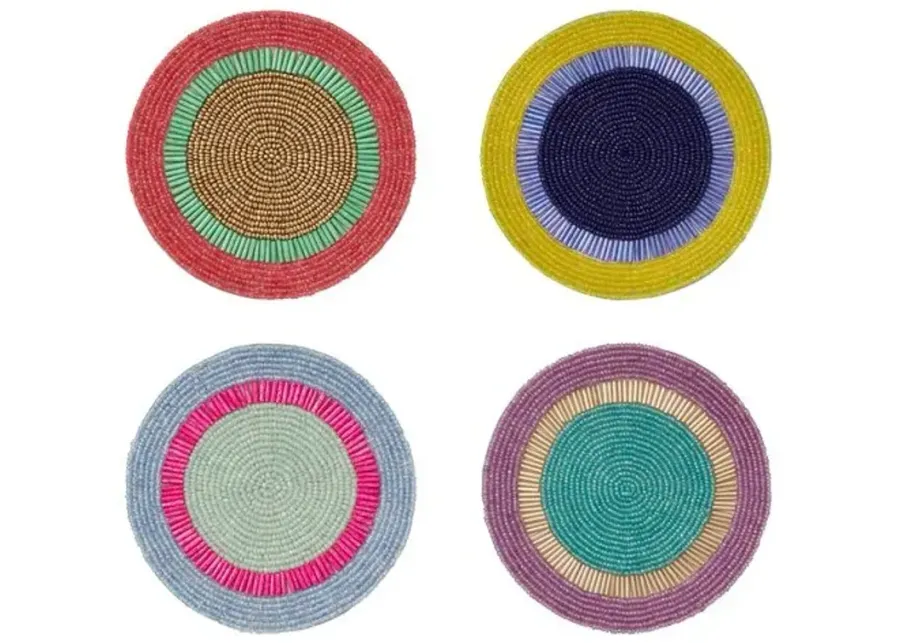 Set of 4 Bright Stripe Coasters - Pink - Joanna Buchanan - Multi