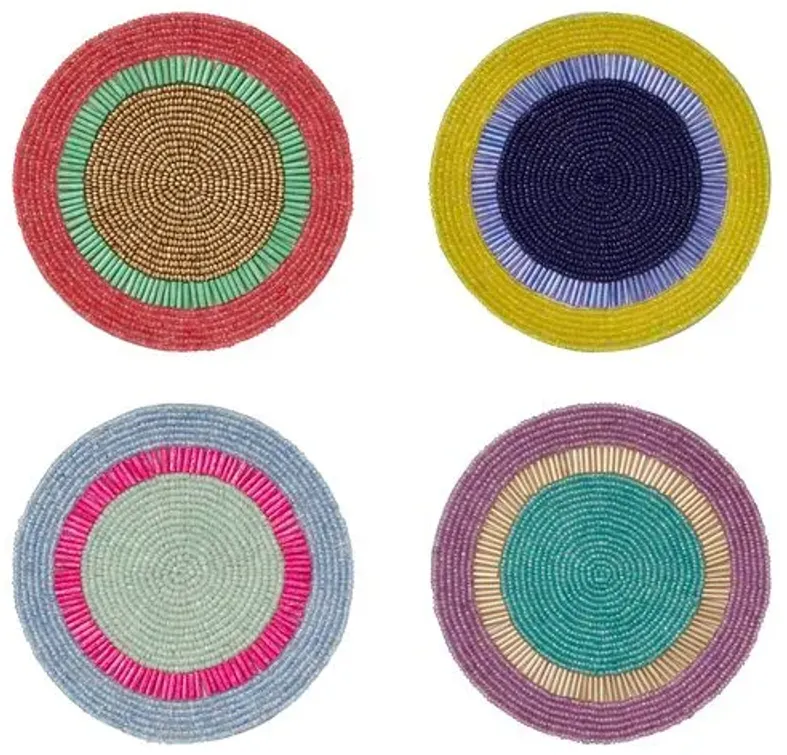 Set of 4 Bright Stripe Coasters - Pink - Joanna Buchanan - Multi