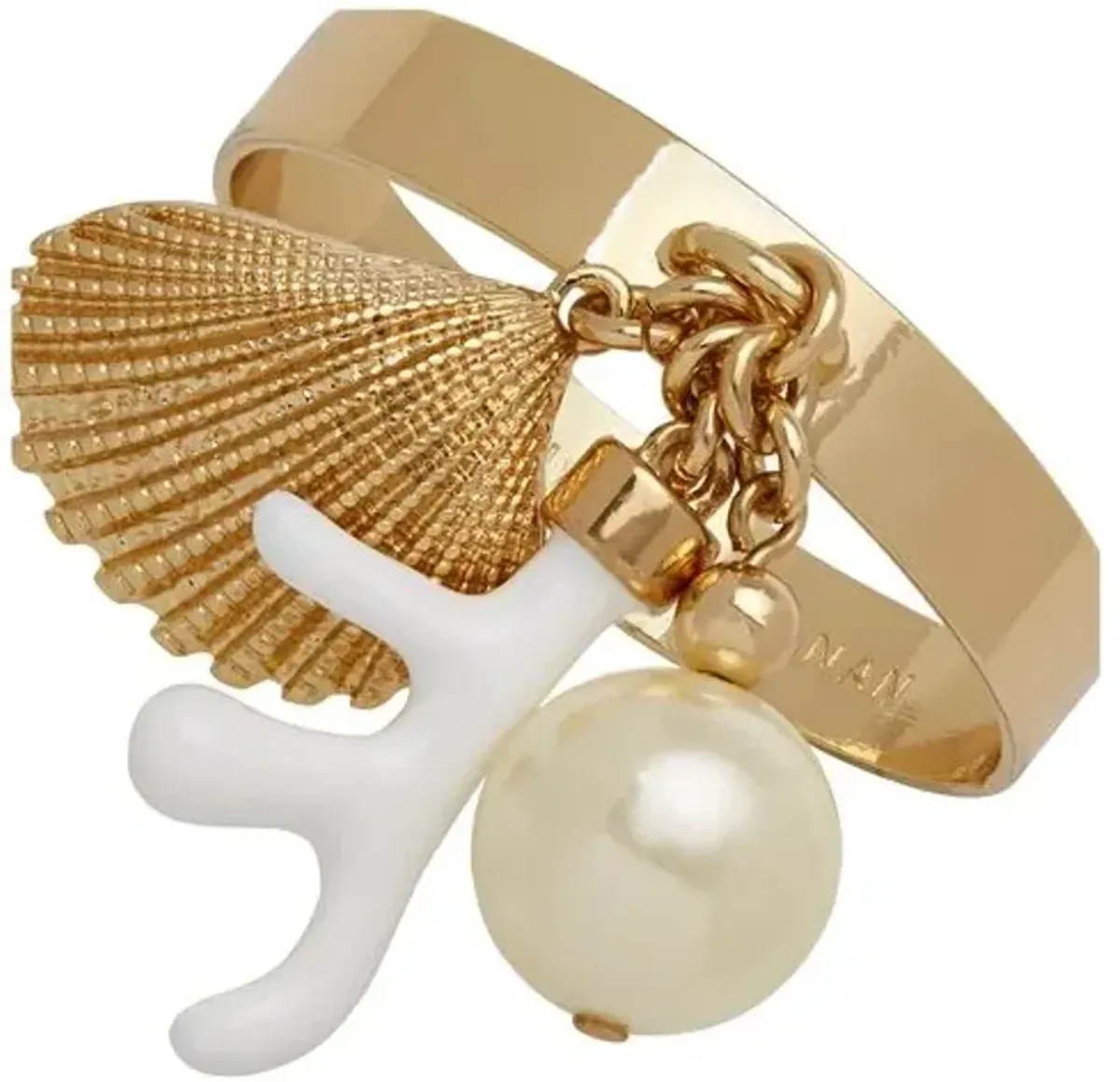 Set of 4 Skinny Shell Napkin Rings - Gold/White - Joanna Buchanan