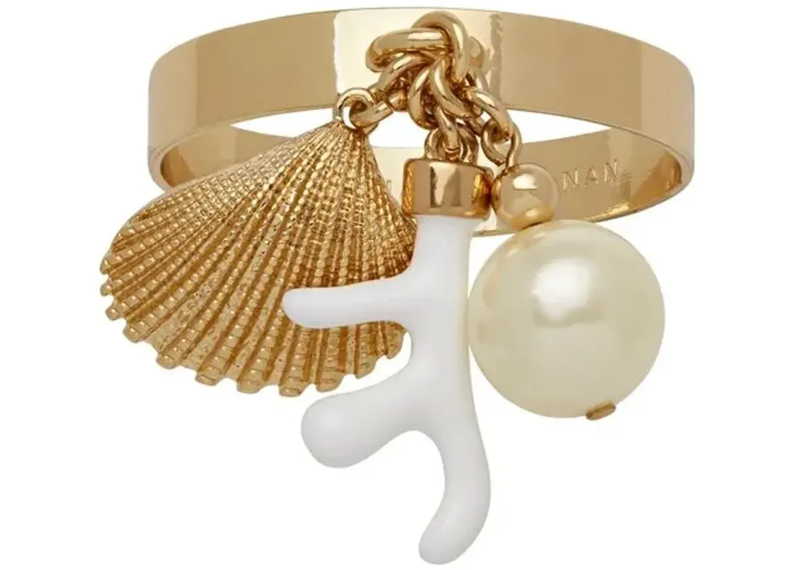 Set of 4 Skinny Shell Napkin Rings - Gold/White - Joanna Buchanan