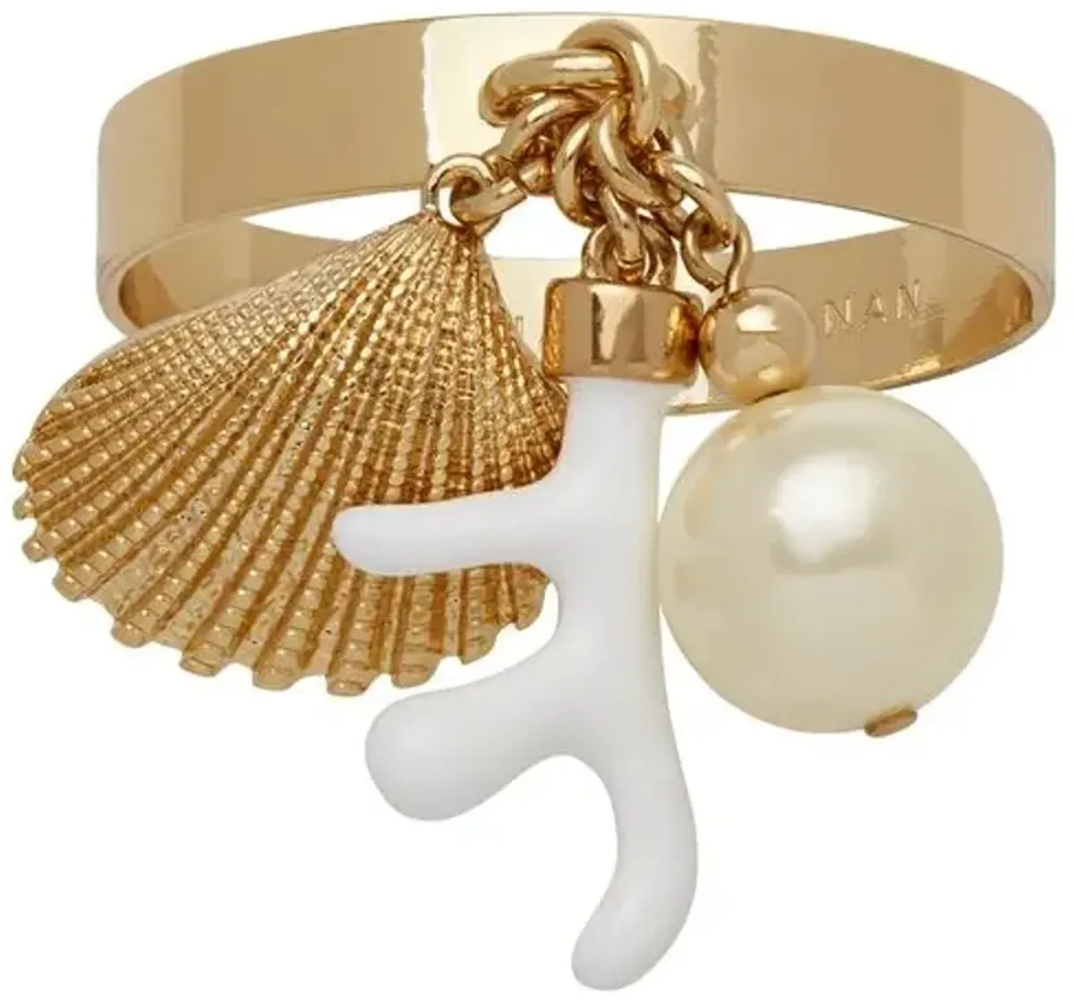 Set of 4 Skinny Shell Napkin Rings - Gold/White - Joanna Buchanan