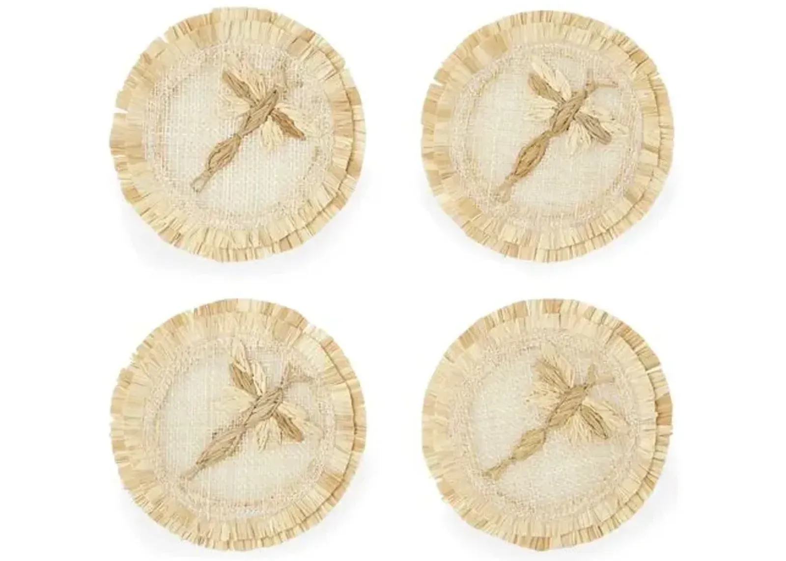 Set of 4 Dragonfly Straw Coasters - Natural - Joanna Buchanan