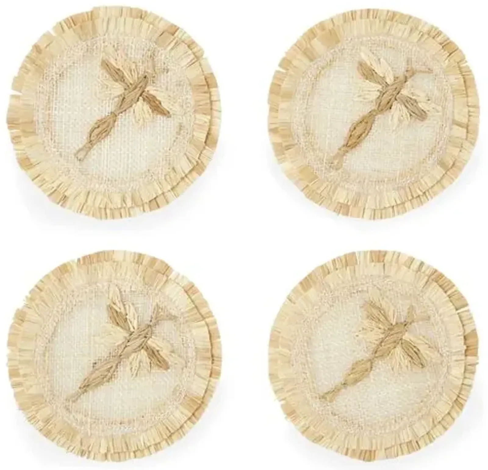 Set of 4 Dragonfly Straw Coasters - Natural - Joanna Buchanan