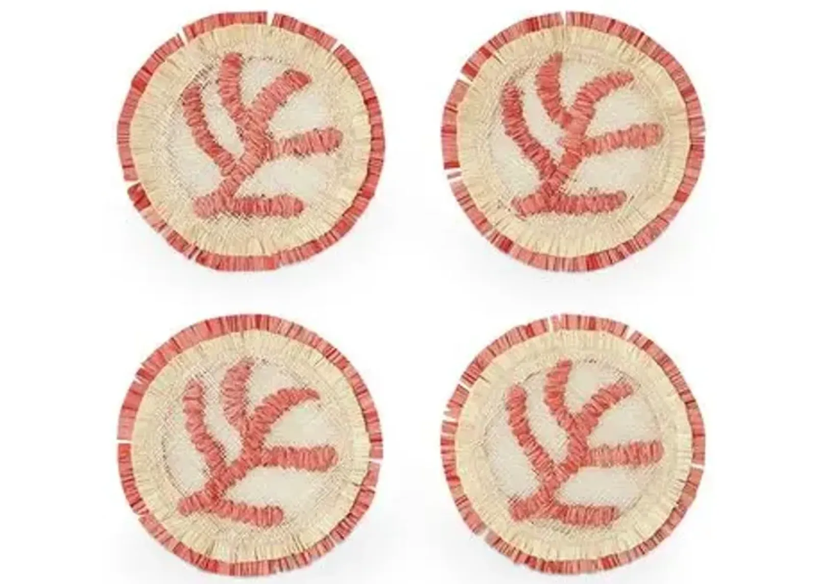 Set of 4 Coral Straw Coasters - Coral - Joanna Buchanan - Pink