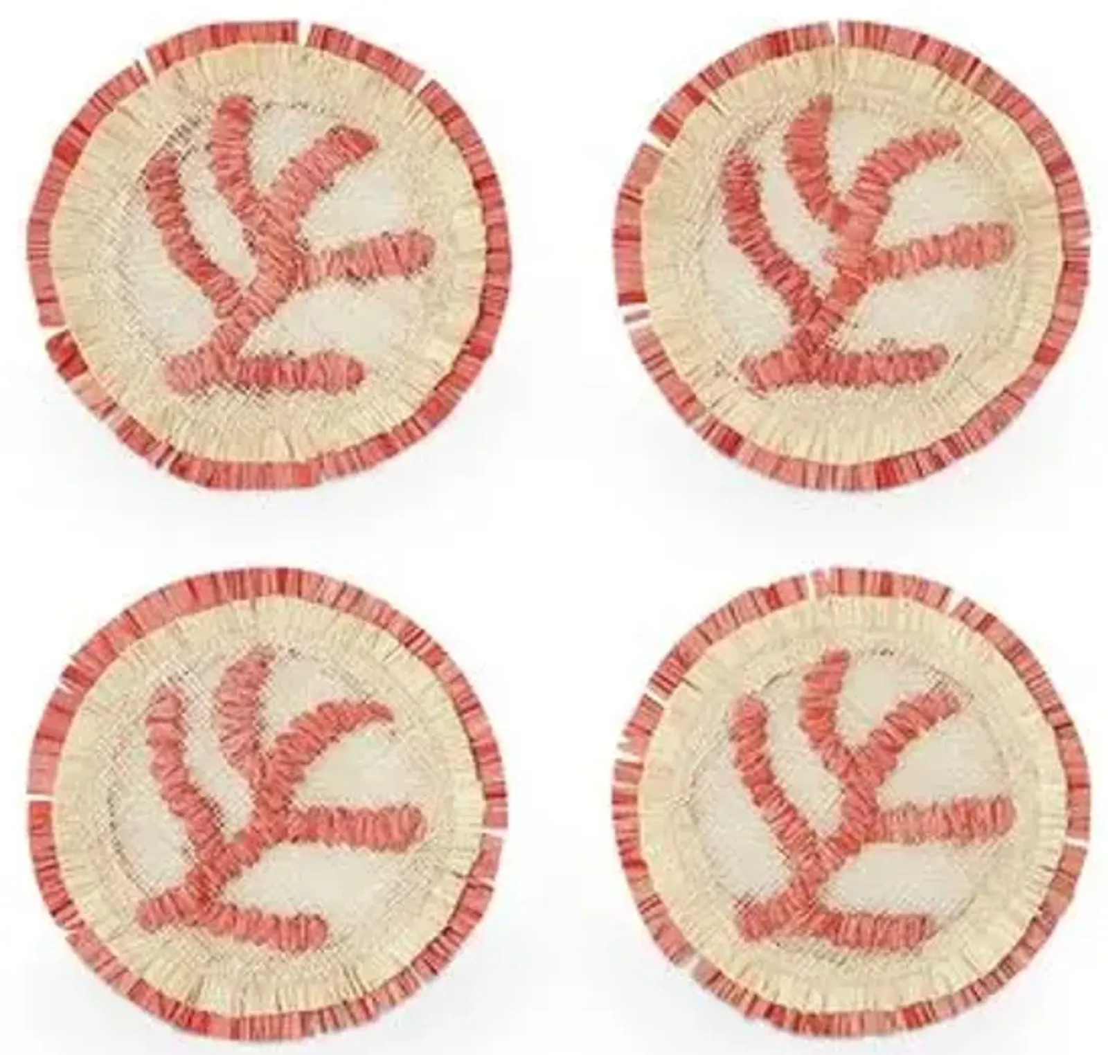 Set of 4 Coral Straw Coasters - Coral - Joanna Buchanan - Pink