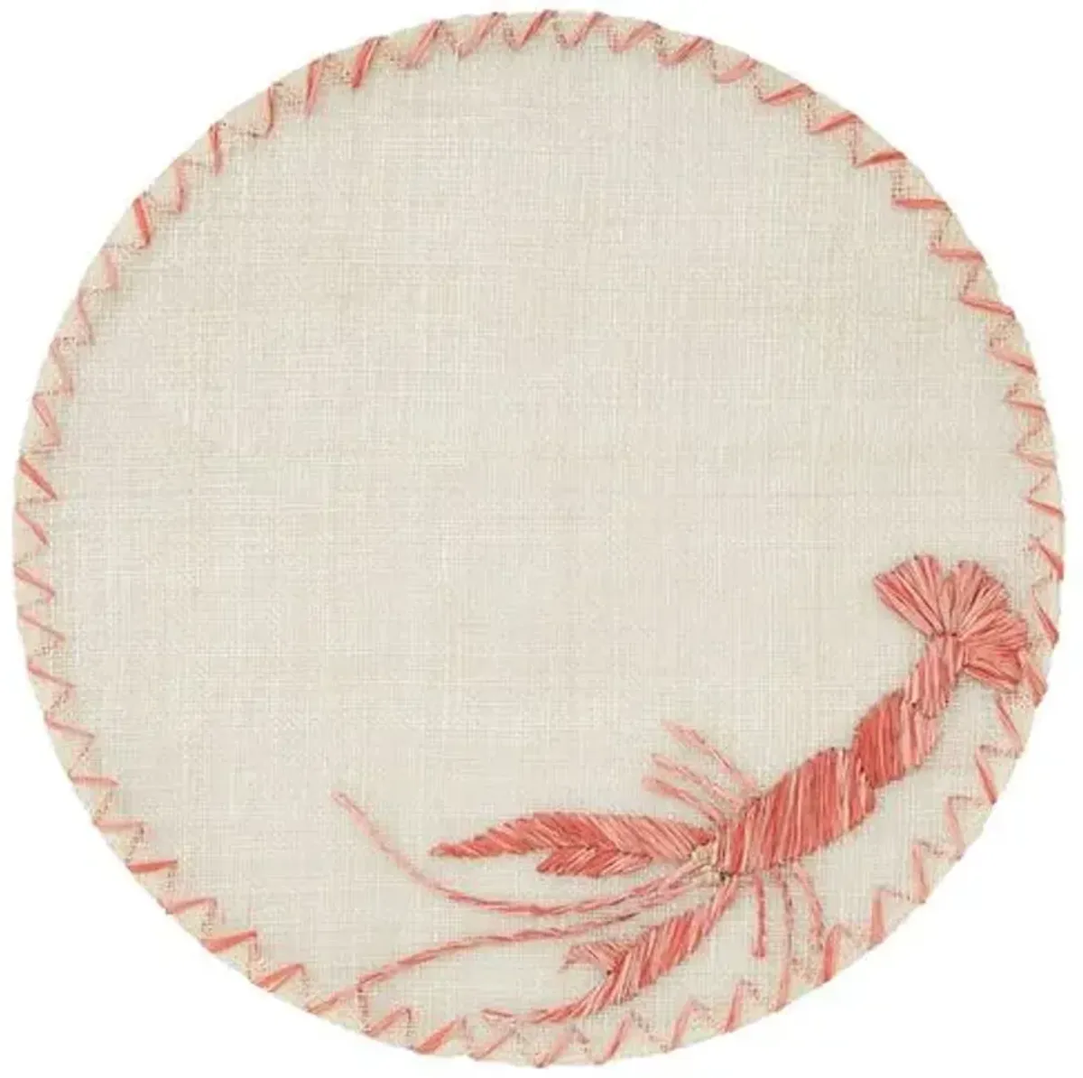 Set of 4 Straw Lobster Place Mat - Natural/Red - Joanna Buchanan