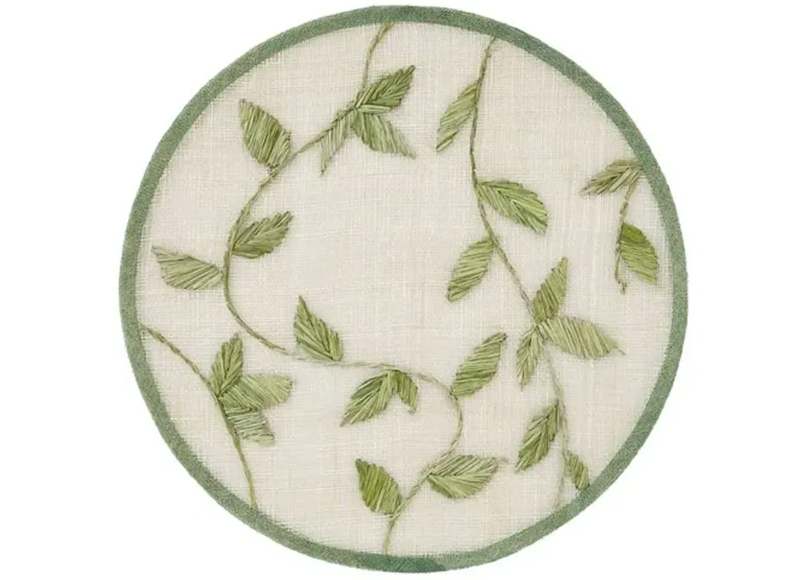 Set of 4 Straw Leaf Place Mat - Green - Joanna Buchanan