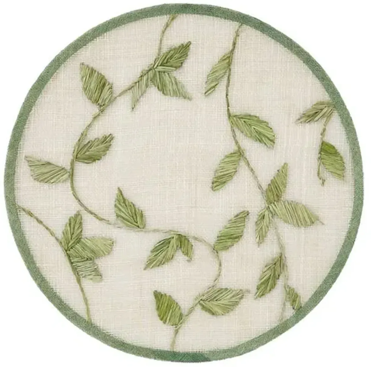 Set of 4 Straw Leaf Place Mat - Green - Joanna Buchanan