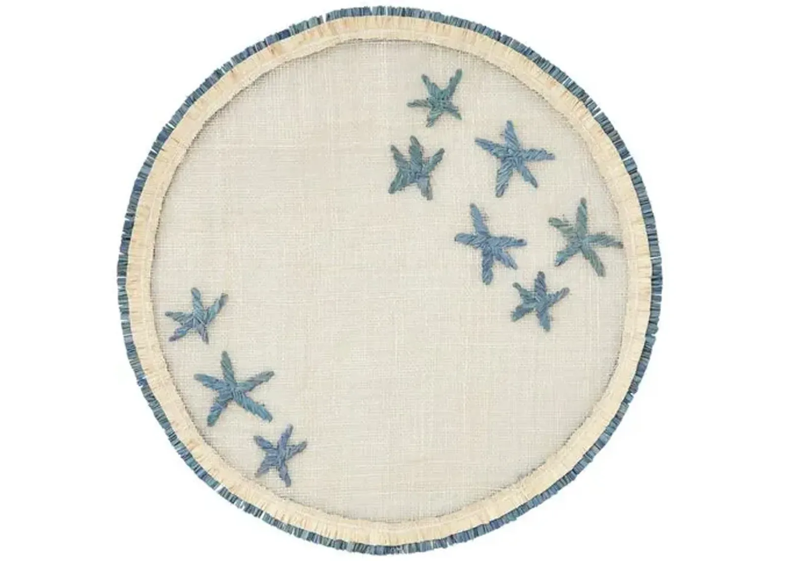 Set of 4 Straw Star Place Mat - Natural/Blue - Joanna Buchanan