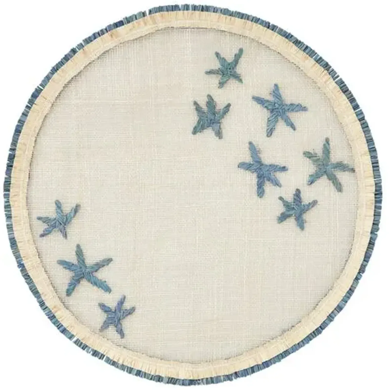 Set of 4 Straw Star Place Mat - Natural/Blue - Joanna Buchanan