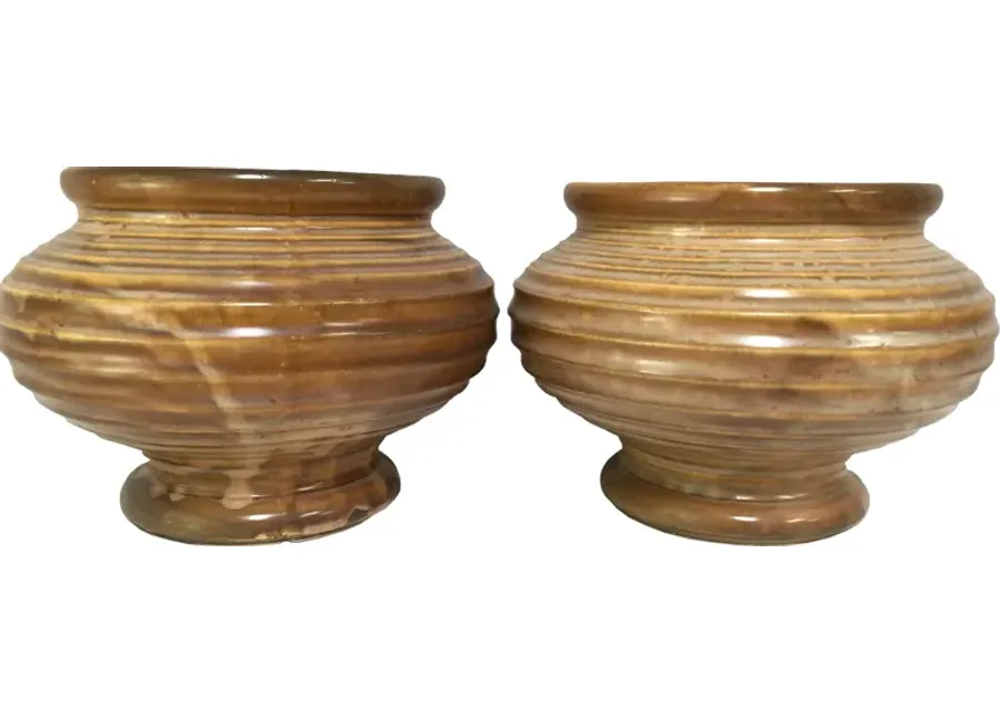 1960s McCoy Cachepots - Set of 2 - The Emporium Ltd. - Beige