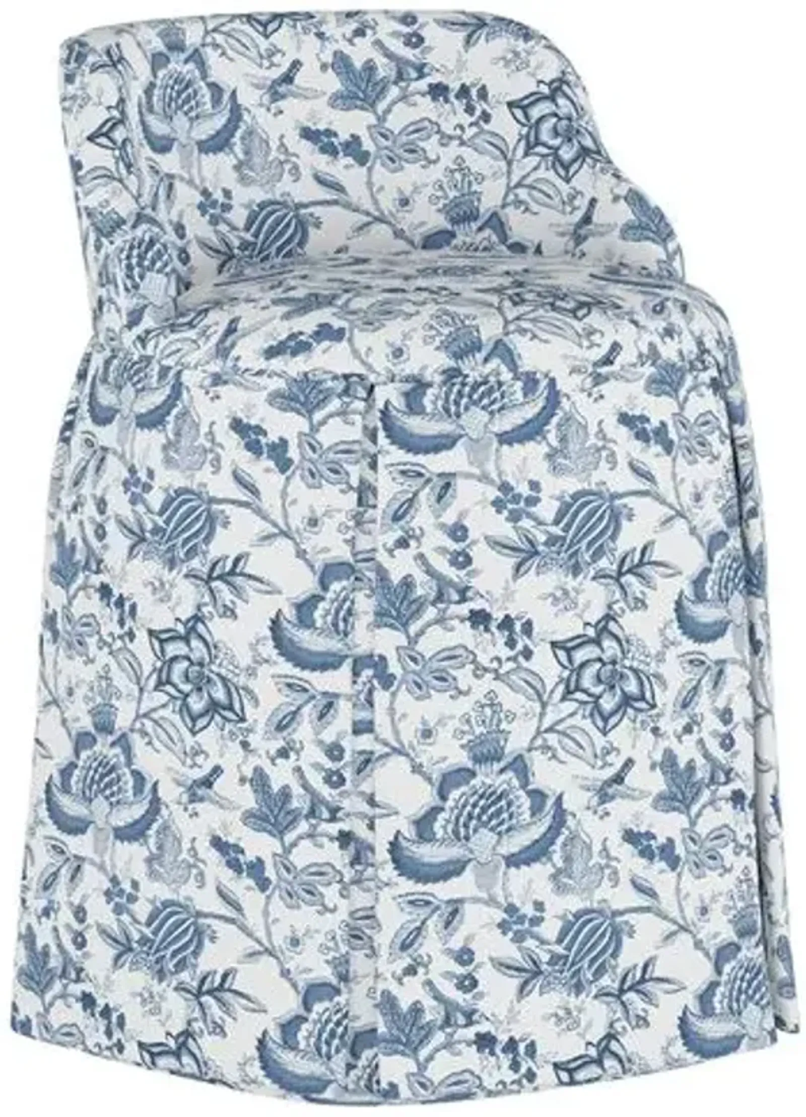 Addie Vanity Stool - Prairie Floral - Handcrafed in The USA - Blue - Versatile, Comfortable, Functional