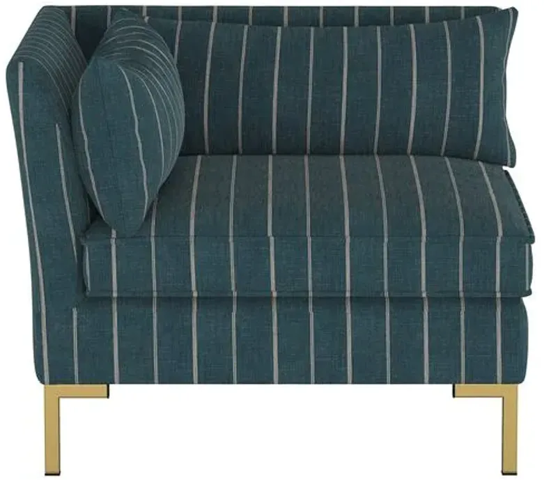 Marceau Corner Chair - Fritz Indigo - Handcrafted - Blue