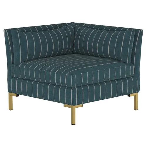 Marceau Corner Chair - Fritz Indigo - Handcrafted - Blue