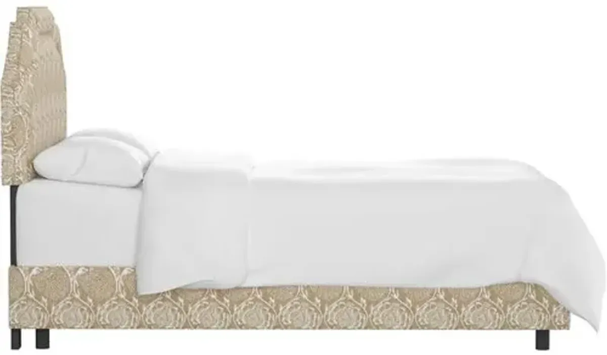 Lola Bed - Ranjit Floral - Handcrafted - Beige