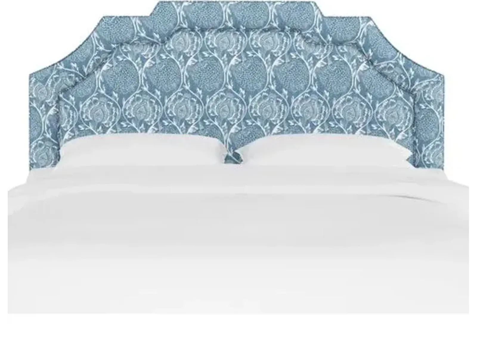 Lola Headboard - Ranjit Floral - Handcrafted - Blue