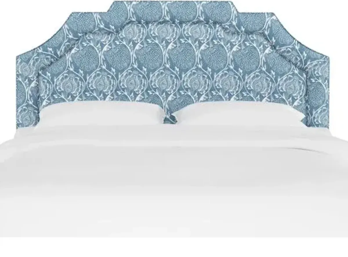 Lola Headboard - Ranjit Floral - Handcrafted - Blue