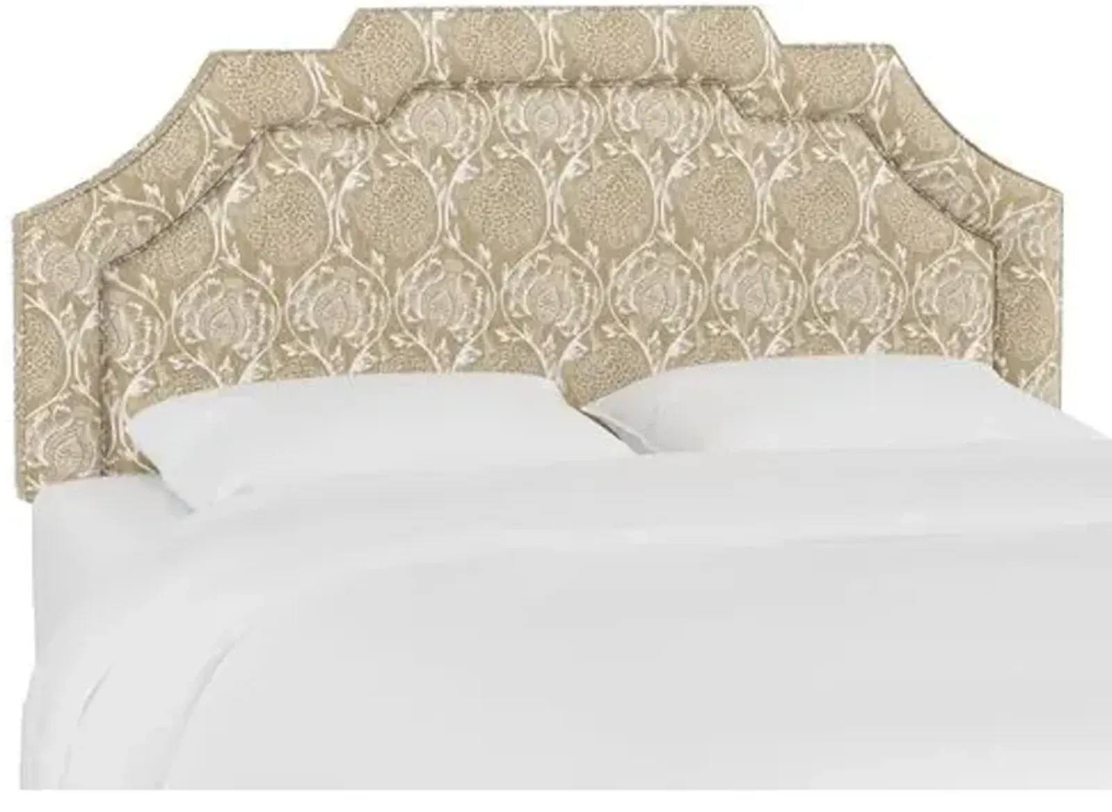 Lola Headboard - Ranjit Floral - Handcrafted - Beige