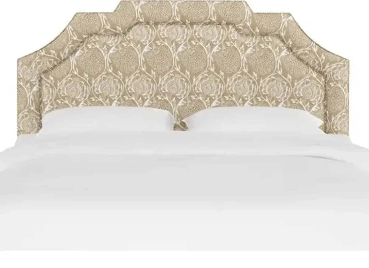 Lola Headboard - Ranjit Floral - Handcrafted - Beige