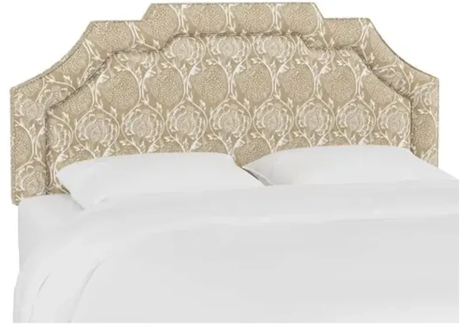 Lola Headboard - Ranjit Floral - Handcrafted - Beige