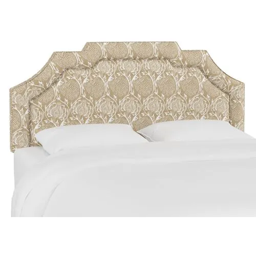 Lola Headboard - Ranjit Floral - Handcrafted - Beige