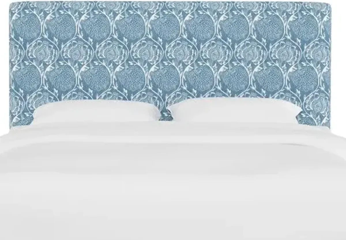 Novak Headboard - Ranjit Floral - Handcrafted - Blue