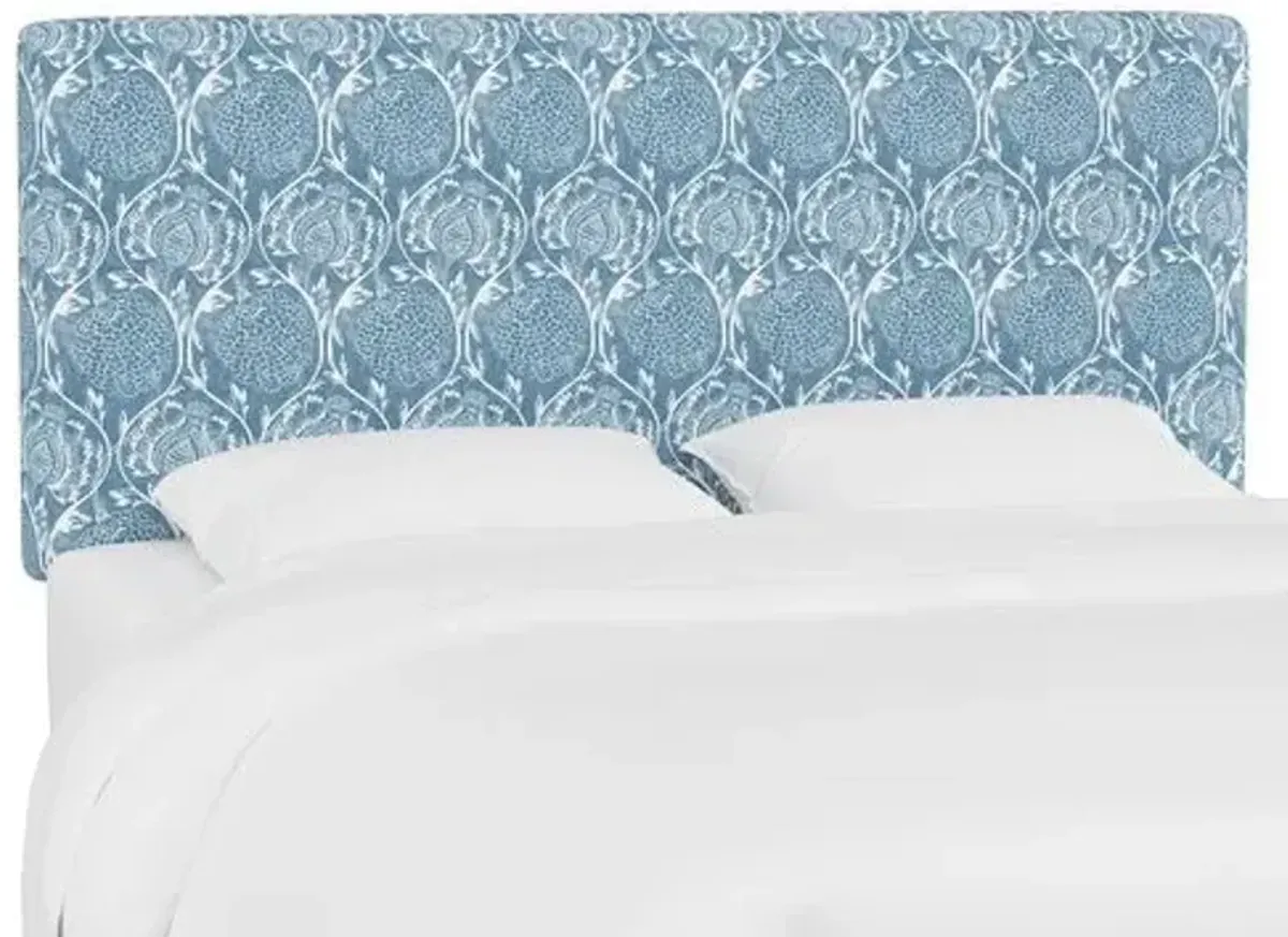 Novak Headboard - Ranjit Floral - Handcrafted - Blue