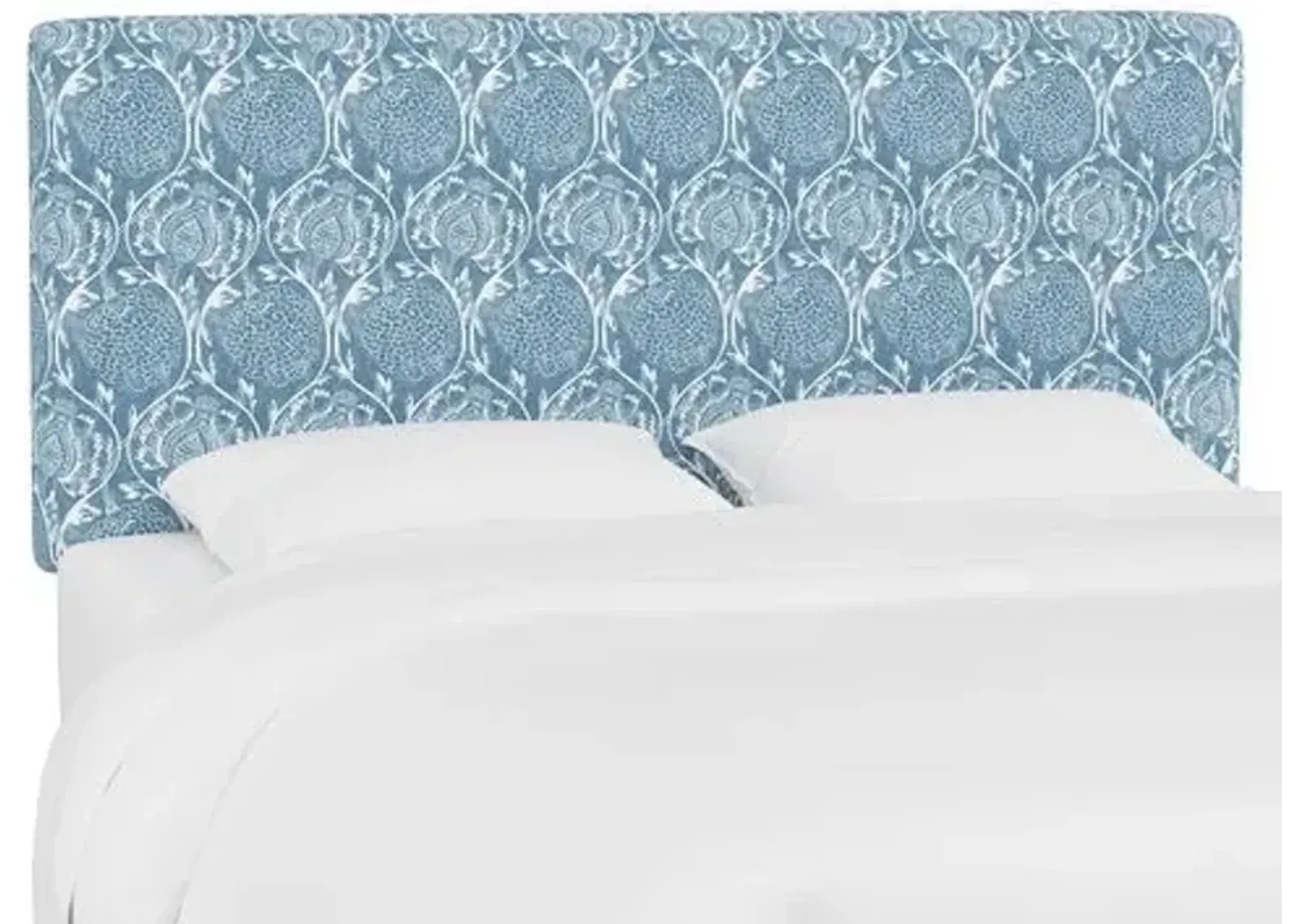 Novak Headboard - Ranjit Floral - Handcrafted - Blue