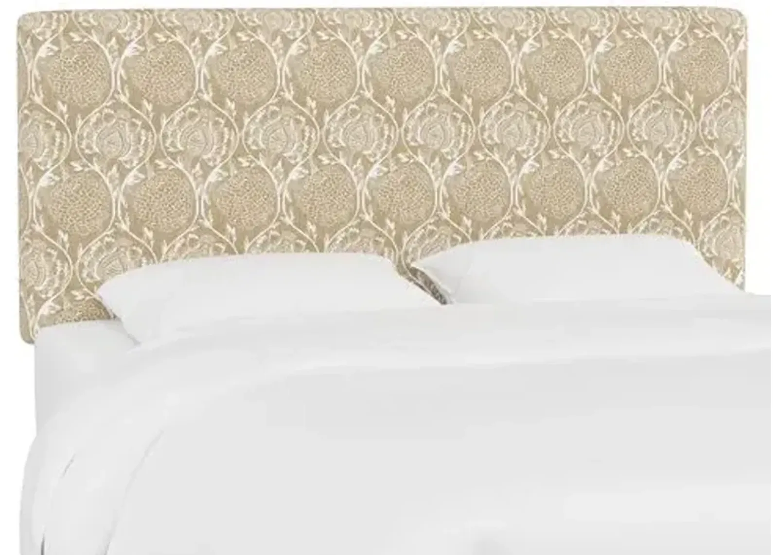 Novak Headboard - Ranjit Floral - Handcrafted - Beige