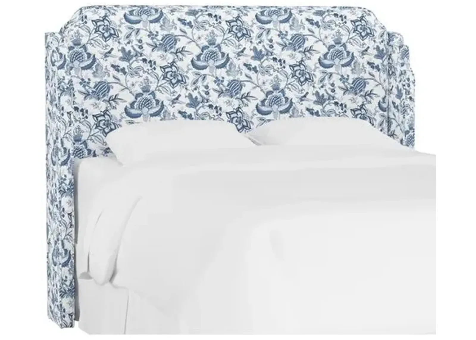 Aurora Wingback Headboard - Prairie Floral - Handcrafted - Blue