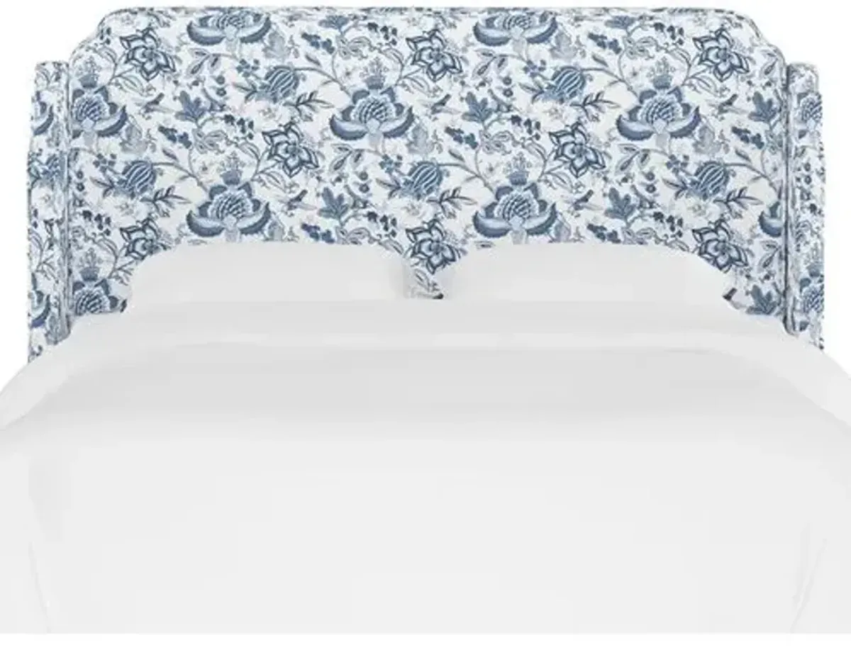 Aurora Wingback Headboard - Prairie Floral - Handcrafted - Blue