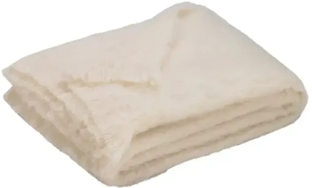 Brush Alpaca Throw - Lands Downunder - Ivory - Lightweight, Soft, Warm, Alpaca Wool, Fringed