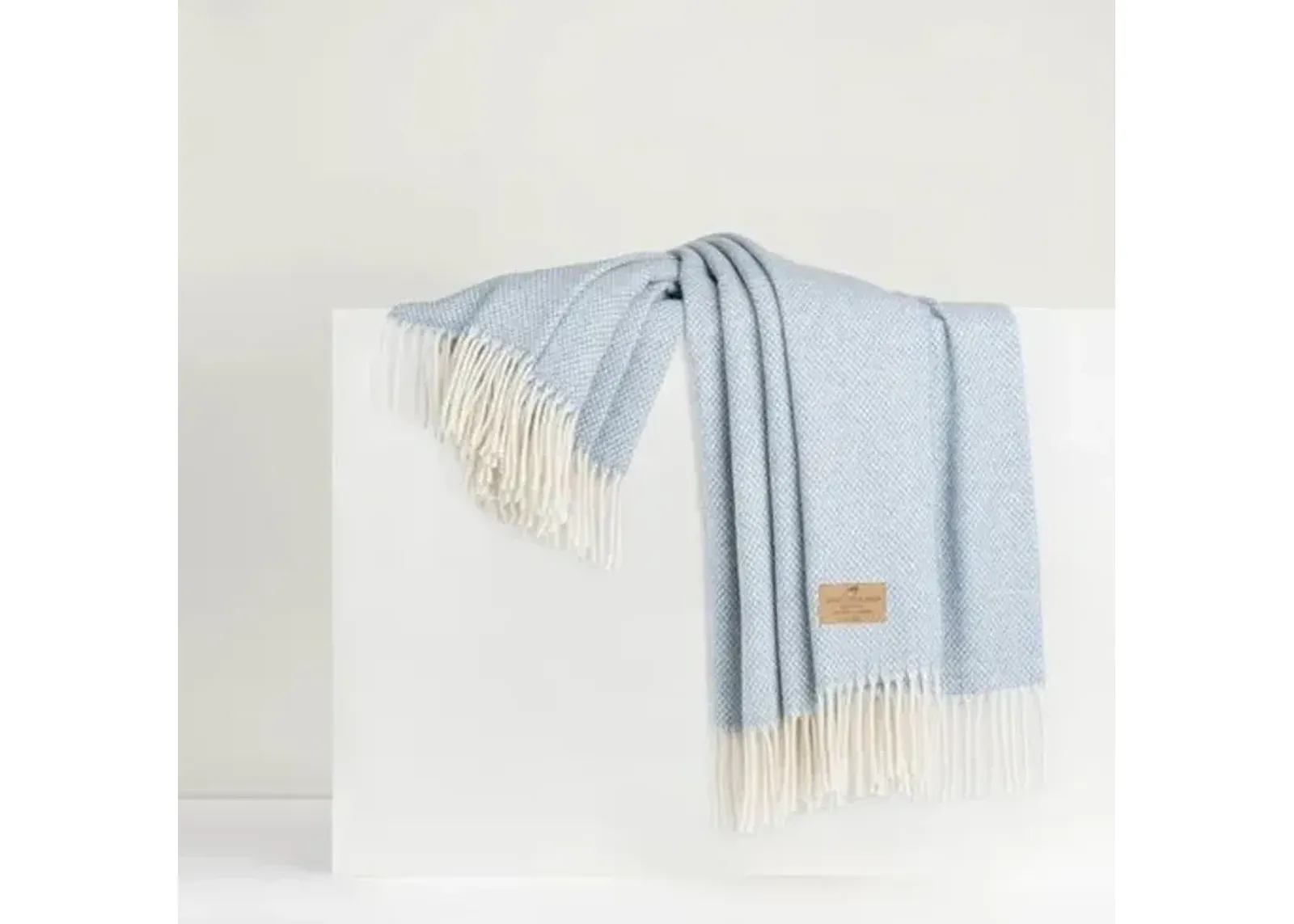 Juno Cashmere Throw - Lands Downunder - Blue, Fringed