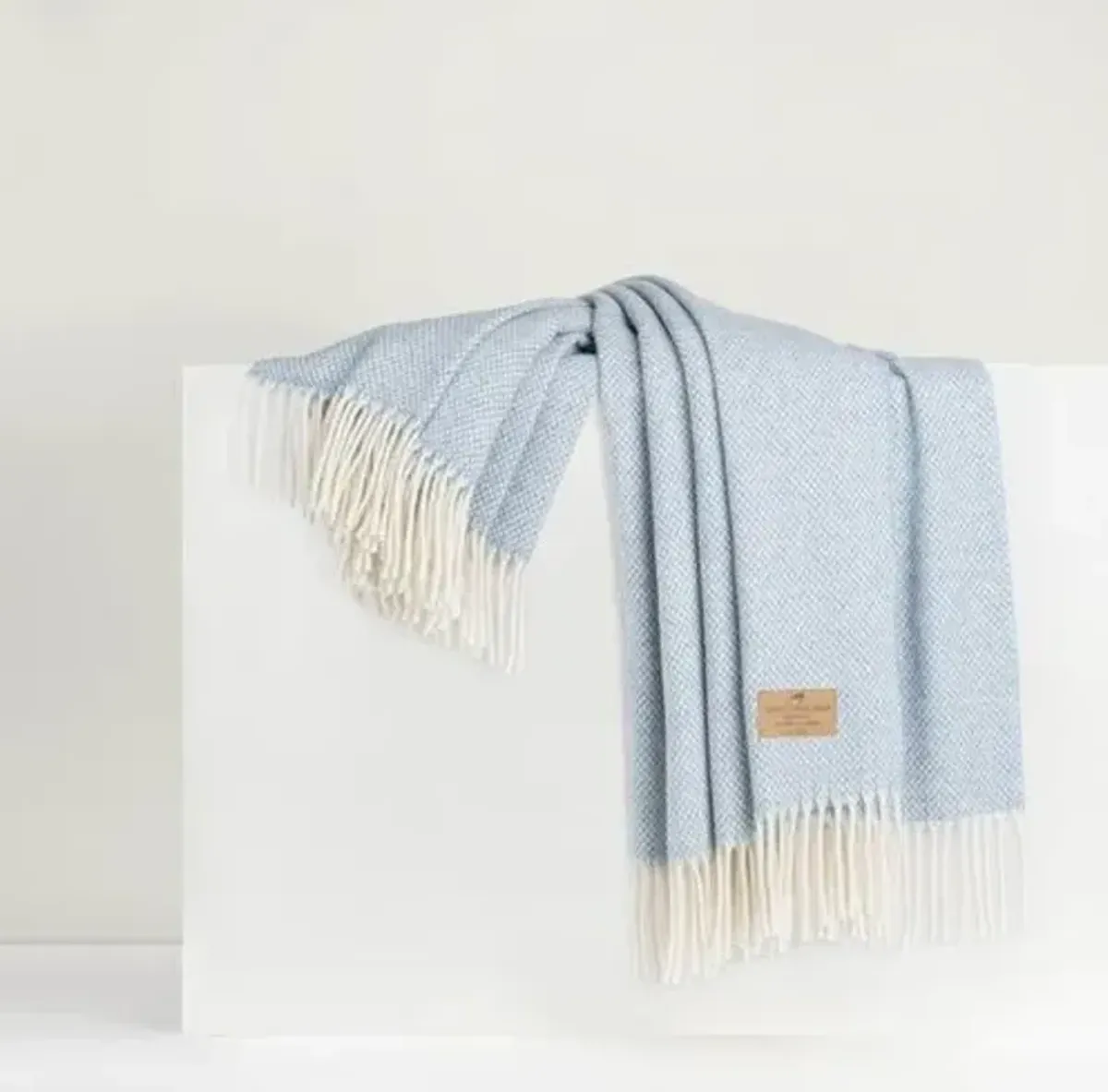 Juno Cashmere Throw - Lands Downunder - Blue, Fringed