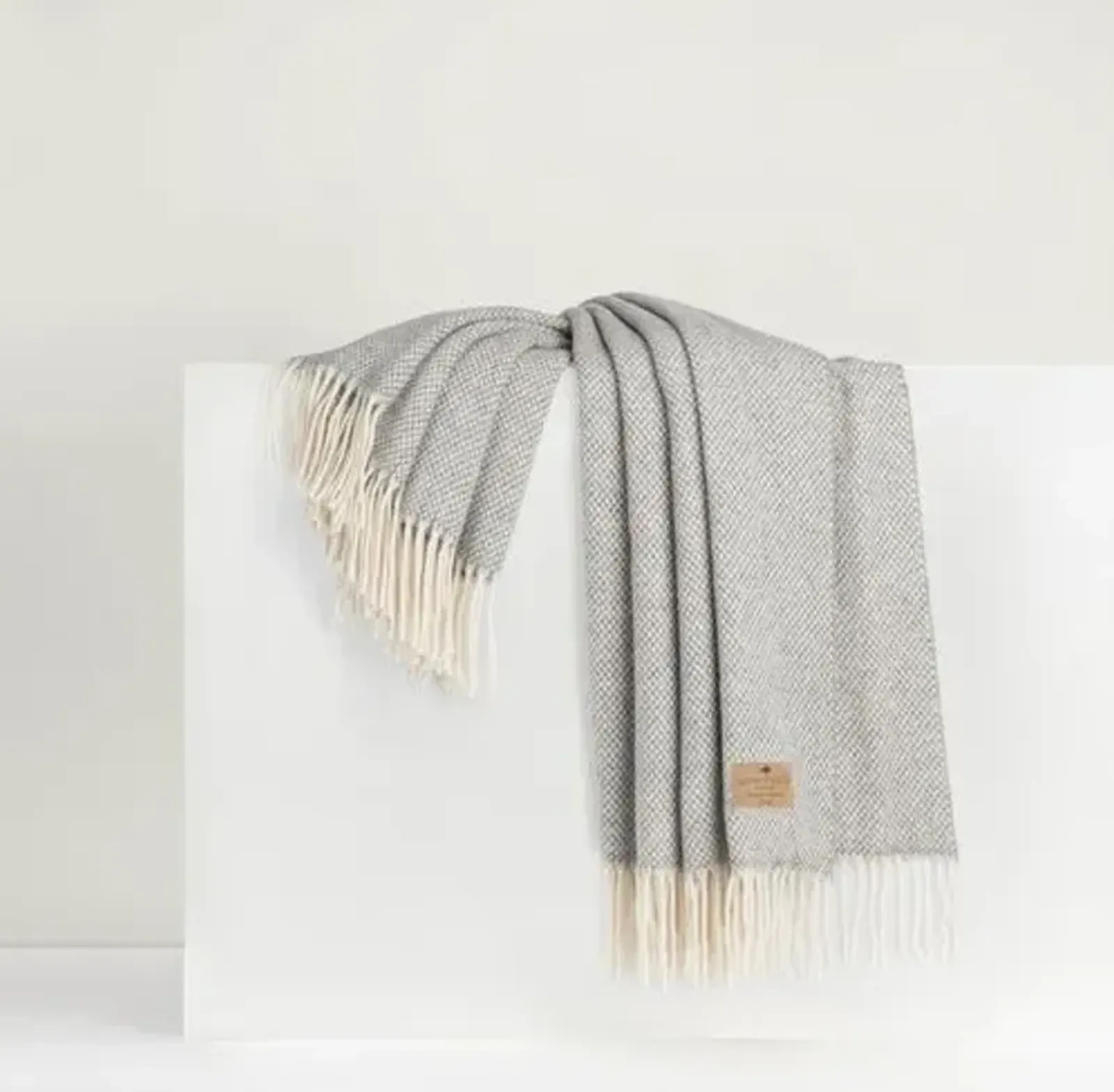 Juno Cashmere Throw - Lands Downunder - Gray, Fringed