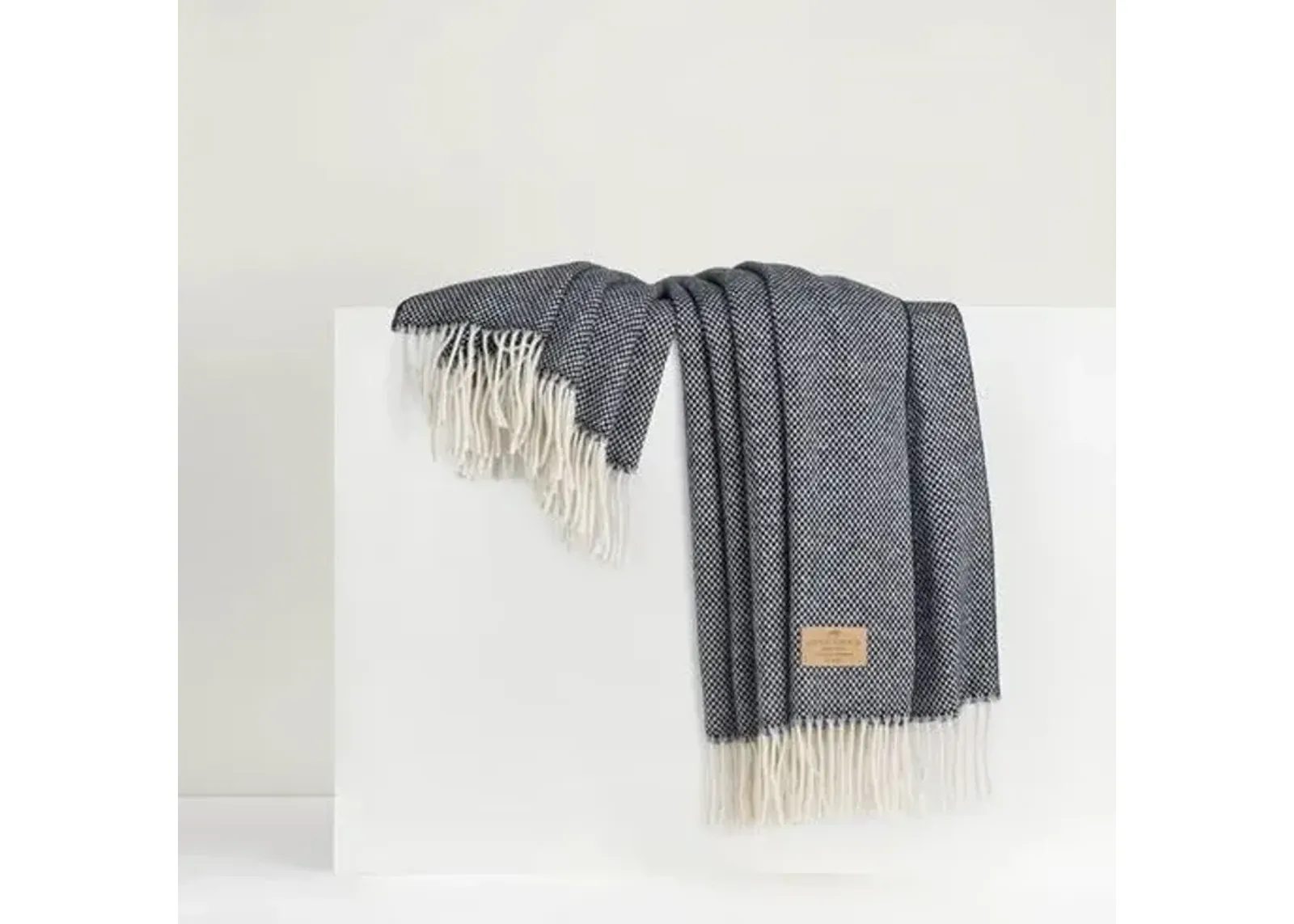 Juno Cashmere Throw - Lands Downunder - Blue, Fringed