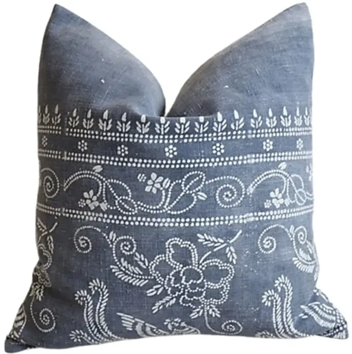 Gray & White Batik Chinoiserie Pillow