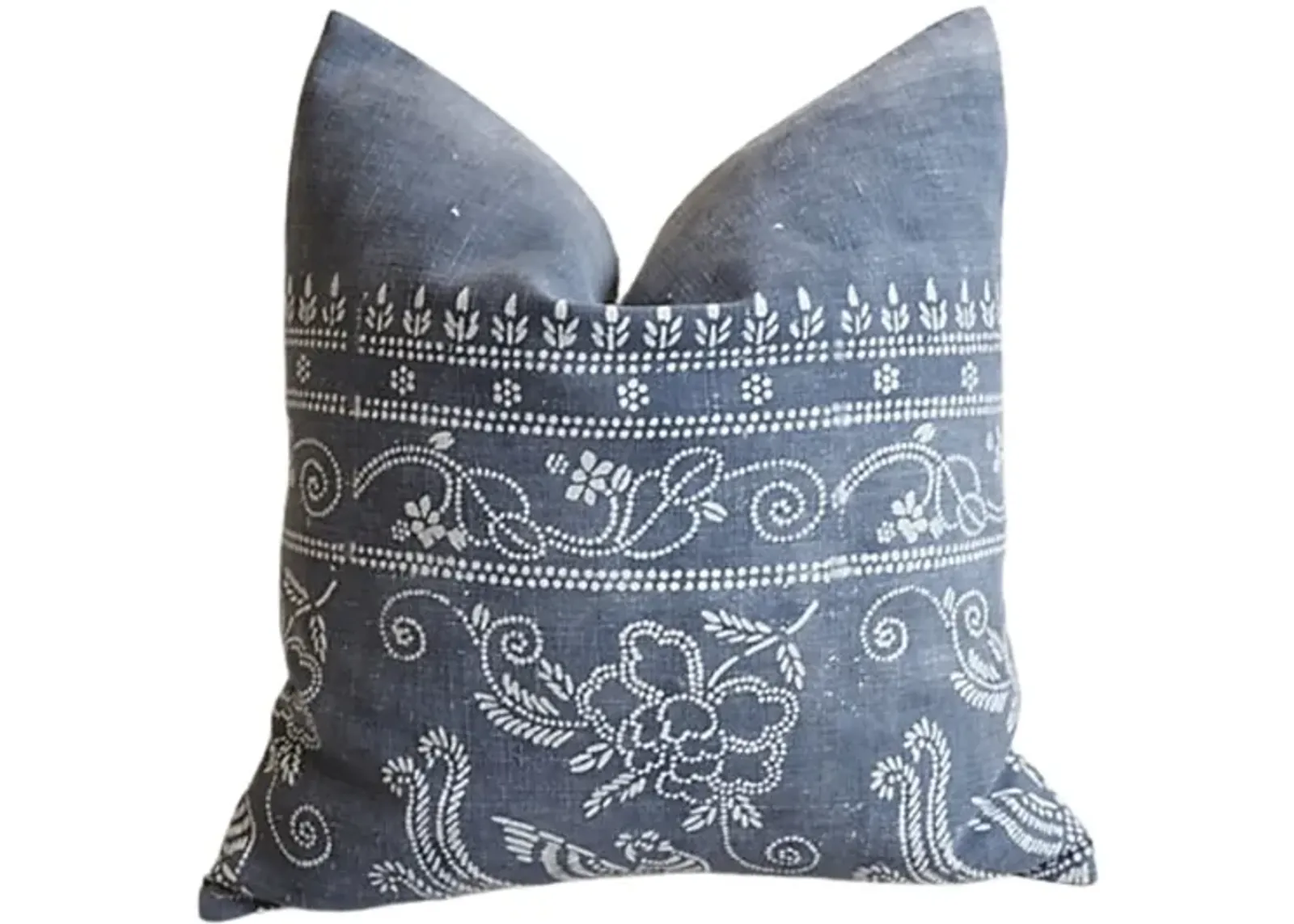 Gray & White Batik Chinoiserie Pillow