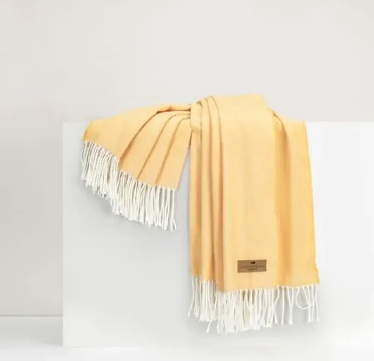 Herringbone Throw - Lands Downunder - Yellow - Lightweight, Soft, Warm, Fringed