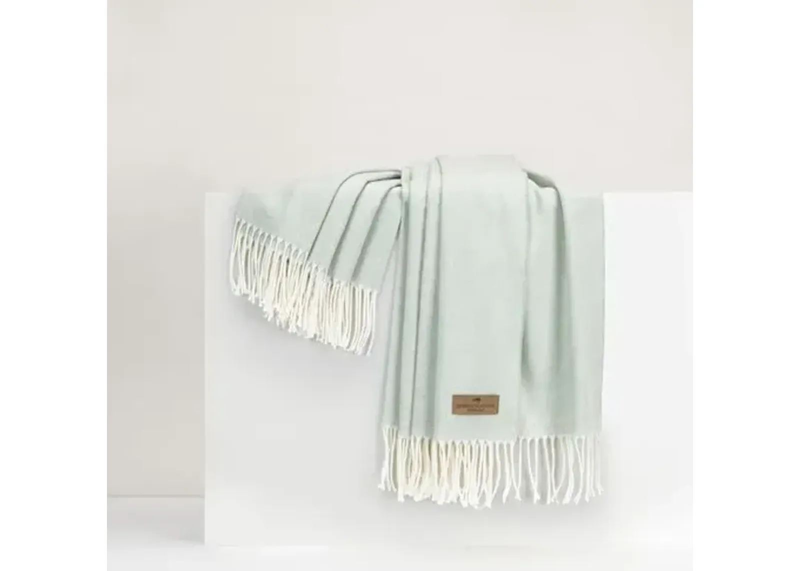 Herringbone Throw - Lands Downunder - Green - Lightweight, Soft, Warm, Fringed