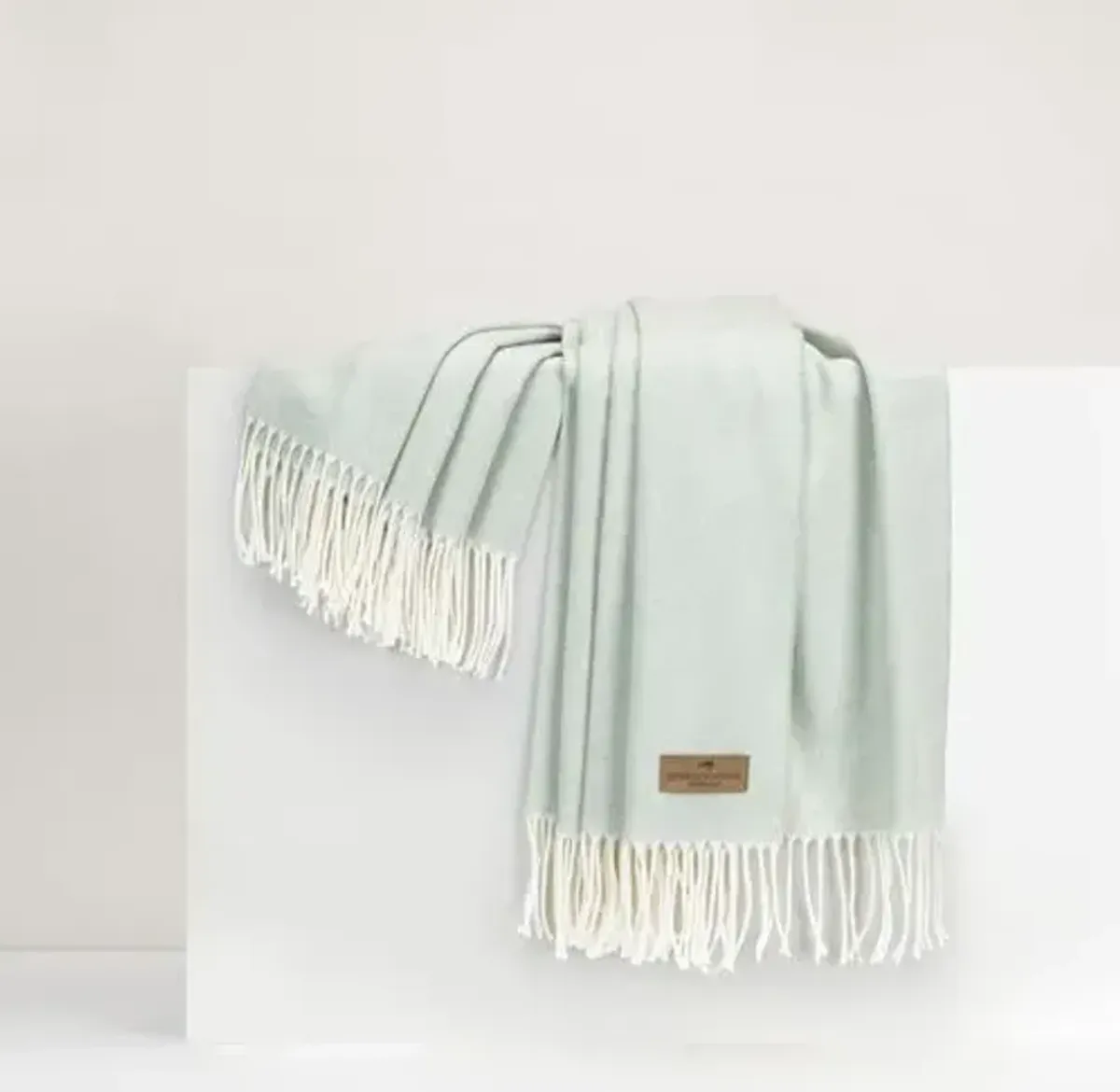 Herringbone Throw - Lands Downunder - Green - Lightweight, Soft, Warm, Fringed