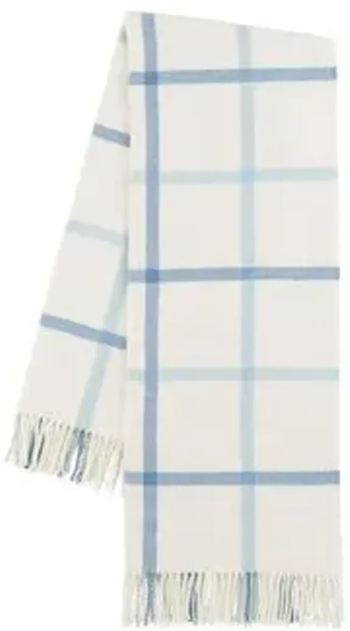 Tattersall Plaid Throw - Lands Downunder - Blue, Fringed