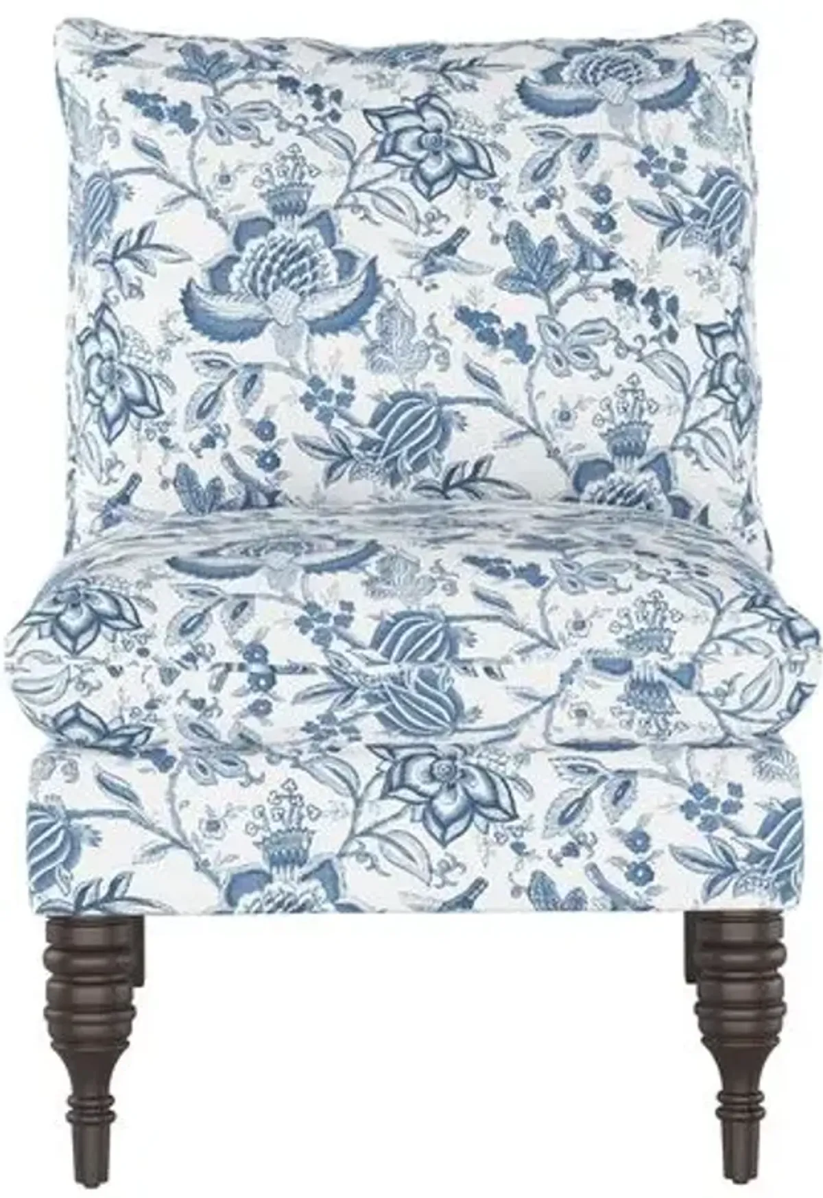 Daphne Slipper Chair - Prairie Floral - Handcrafted - Blue