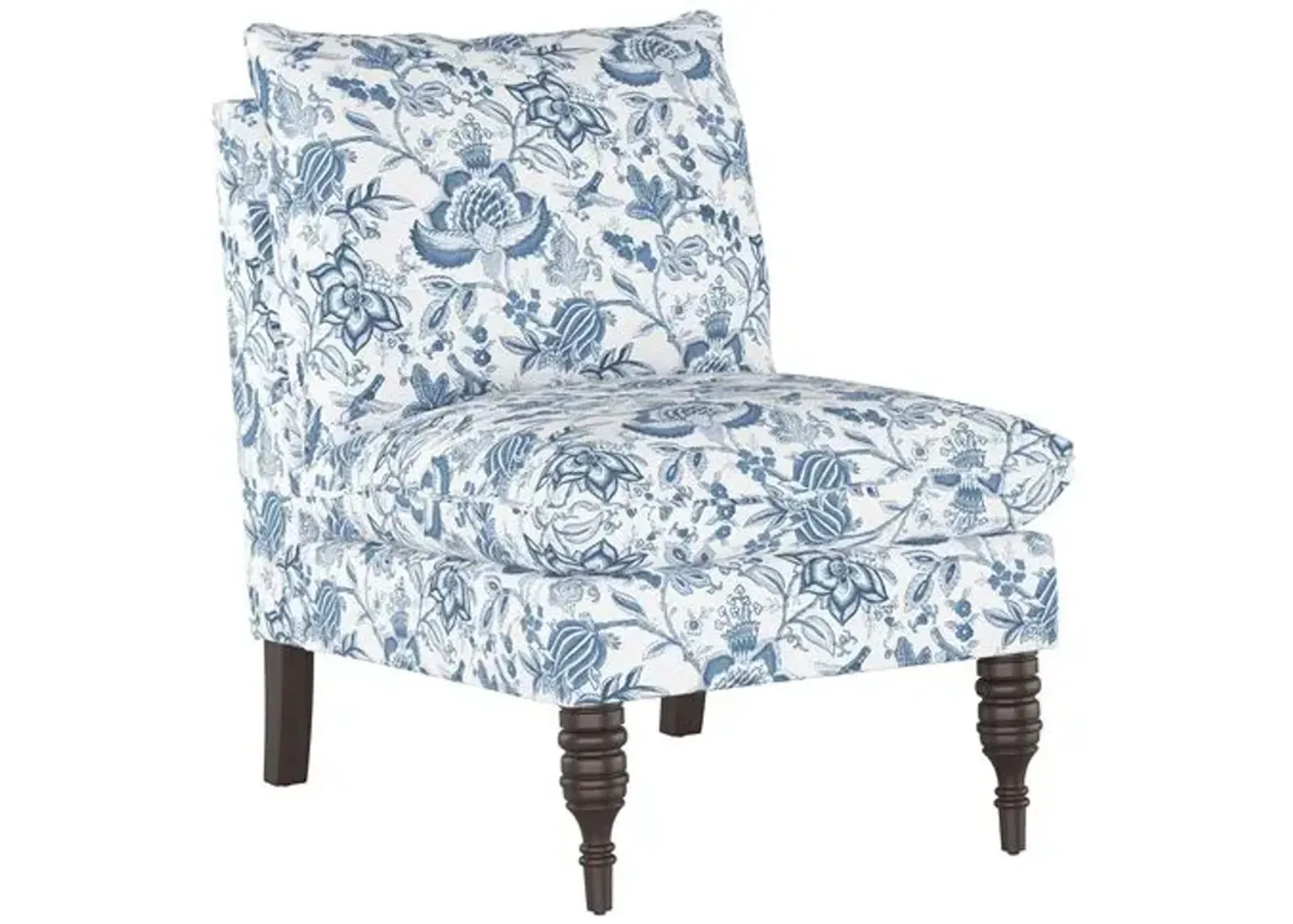 Daphne Slipper Chair - Prairie Floral - Handcrafted - Blue