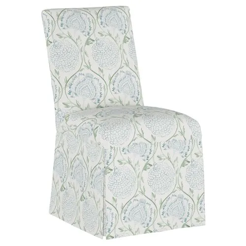 Owen Slipcover Side Chair - Ranjit Floral - Handcrafted - Green